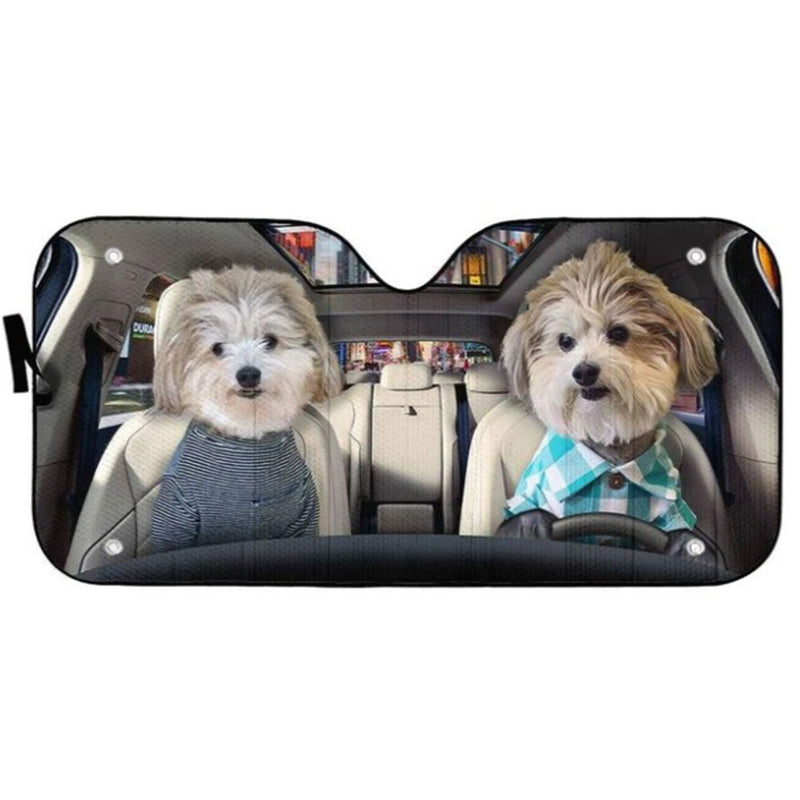 Couple Cute Shih Tzu Puppies Custom Car Auto Sun Shades Windshield Accessories Decor Gift Nearkii