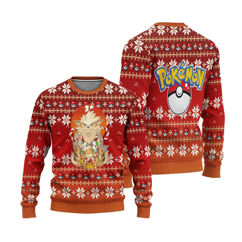Pokemon Arcanine Ugly Christmas Sweater Anime Xmas Gift Nearkii