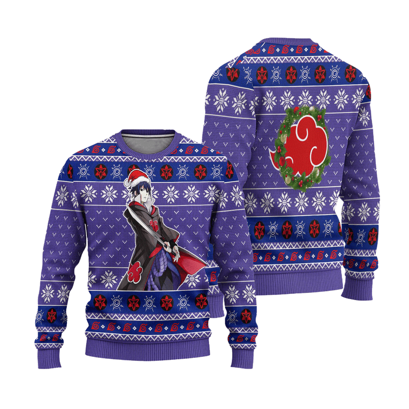 Sasuke Akatsuki Ugly Christmas Sweater Naruto Anime Xmas Gift Nearkii