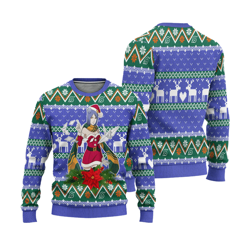 Konan Akatsuki Ugly Christmas Sweater Custom Naruto Anime Xmas Gift Nearkii