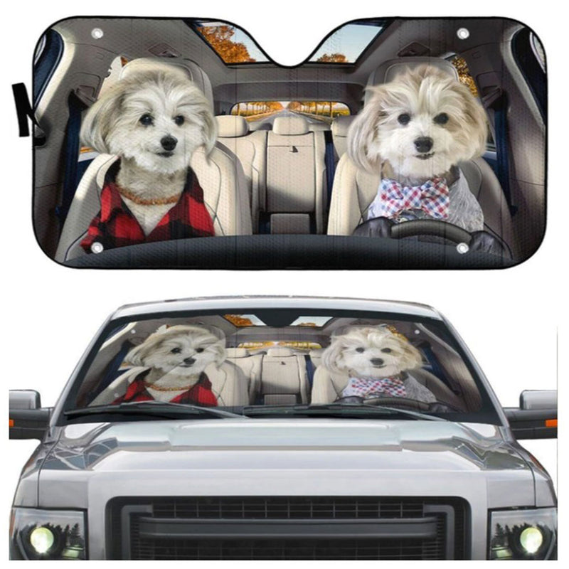 Couple Shih Tzu Puppies Custom Car Auto Sun Shades Windshield Accessories Decor Gift Nearkii