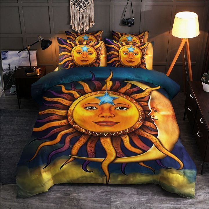 Sun And Moon Bedding Set Duvet Cover And 2 Pillowcases Nearkii