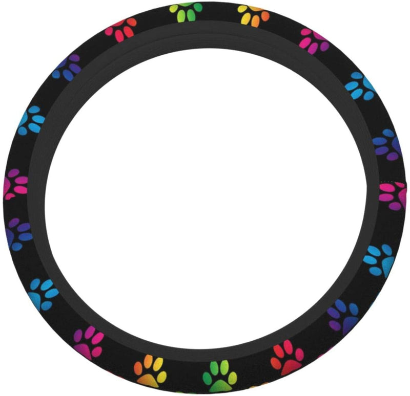 Colorful Dog Paw Premium Car Steering Wheel Cover Nearkii