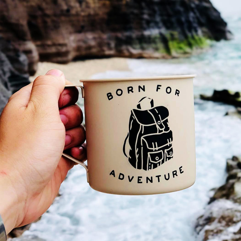 White Born For Adventure Camping Campfire Adventure Travel Mugs 2023 Nearkii