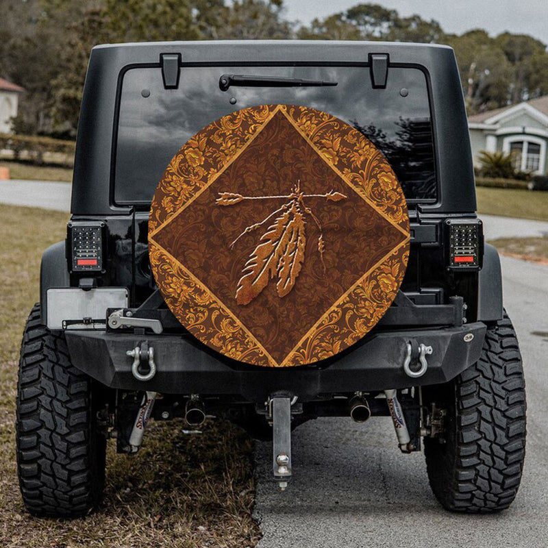 Native American Tribe Feather Jeep Car Spare Tire Cover Gift For Campers Nearkii