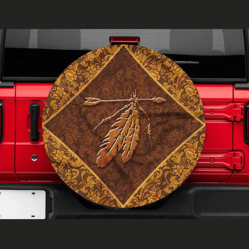 Native American Tribe Feather Jeep Car Spare Tire Cover Gift For Campers Nearkii