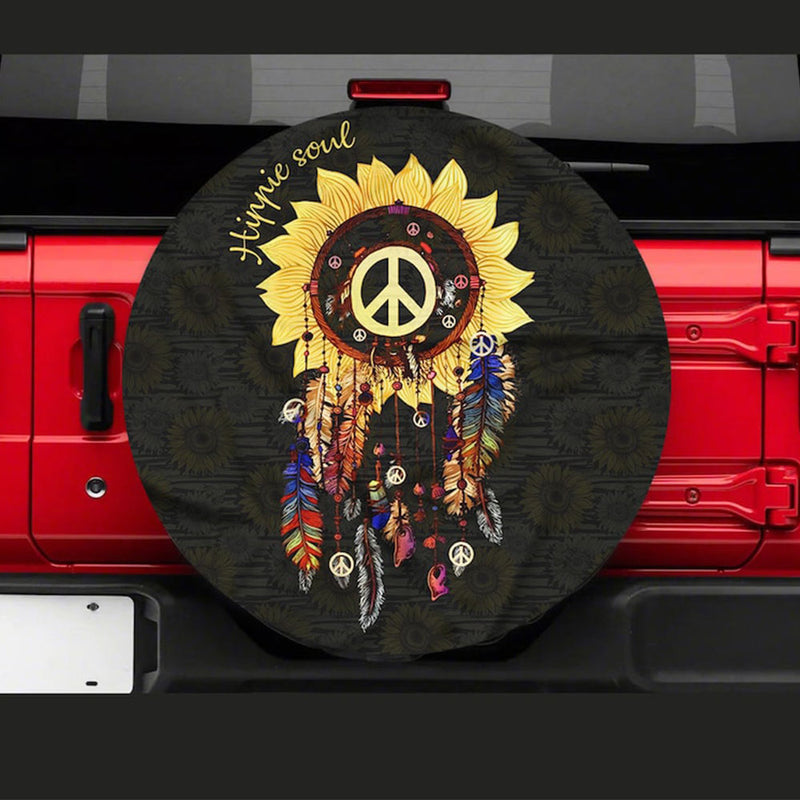 Sunflower Dream Catcher Hippie Soul Jeep Car Spare Tire Cover Gift For Campers Nearkii