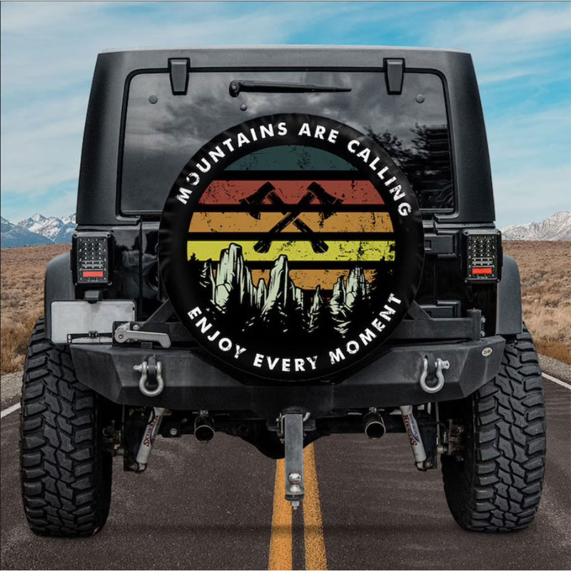 Moutains Are Calling Enjoy Every Moment Car Spare Tire Cover Gift For Campers Nearkii