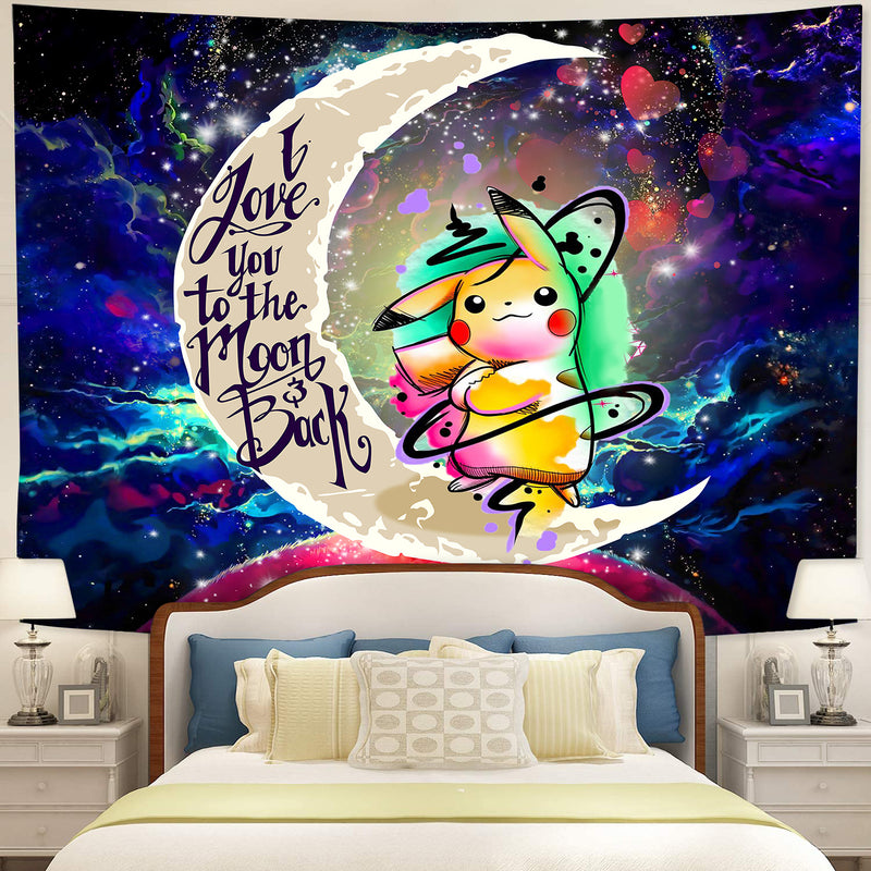 Pikachu Color Love You To The Moon Galaxy Tapestry Room Decor Nearkii