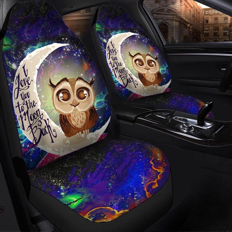 Cute Owl Love You To The Moon Galaxy Car Seat Covers