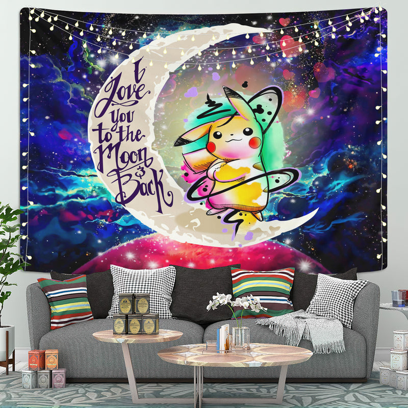 Pikachu Color Love You To The Moon Galaxy Tapestry Room Decor Nearkii
