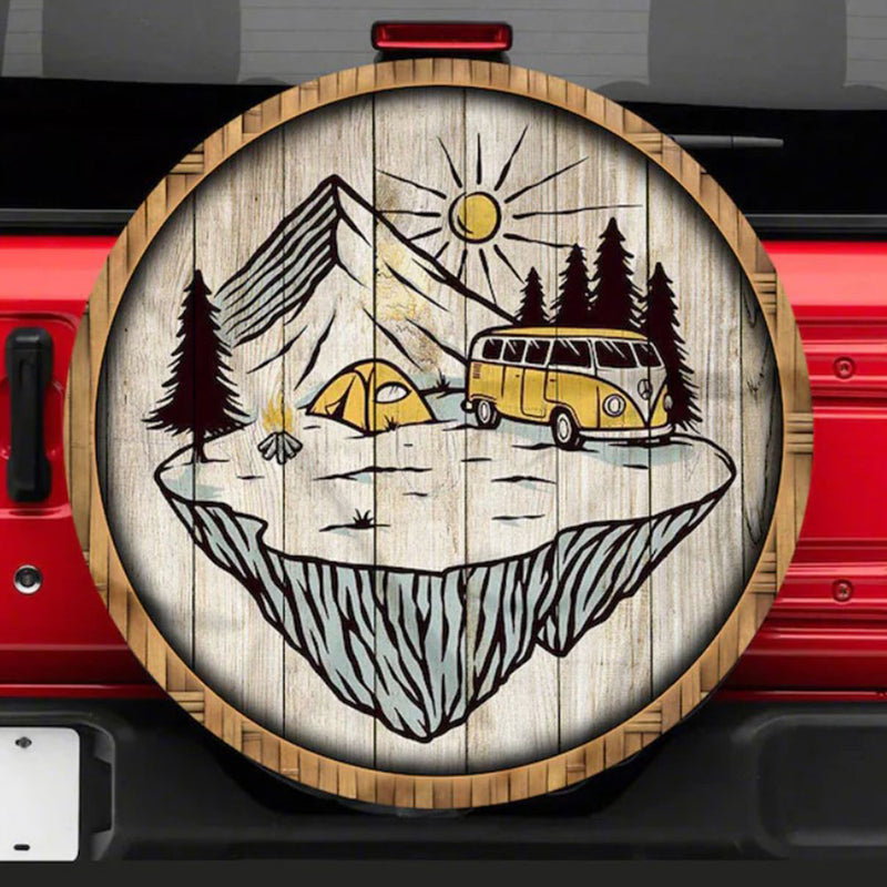 Camping Art Hippie Mountain Car Spare Tire Cover Gift For Campers Nearkii