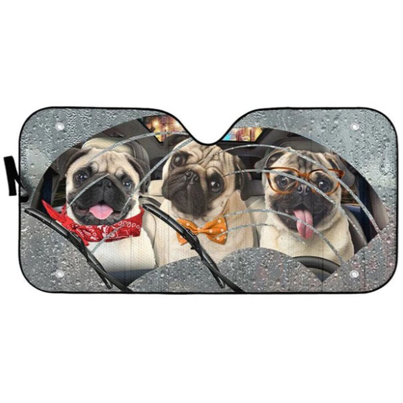 Rain Three Pugs Custom Car Auto Sun Shades Windshield Accessories Decor Gift Nearkii