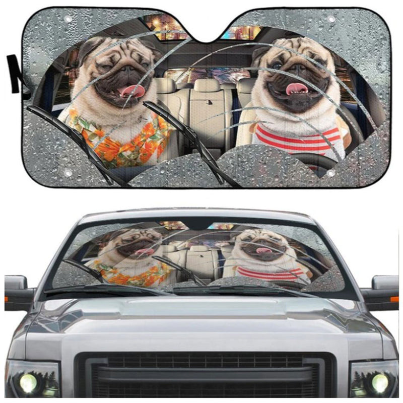 Rain Two Pugs Custom Car Auto Sun Shades Windshield Accessories Decor Gift Nearkii