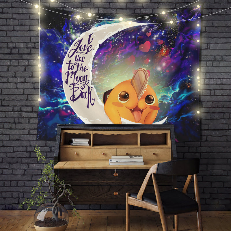 Pochita Chainsaw Man Anime Love You To The Moon Galaxy Tapestry Room Decor Nearkii