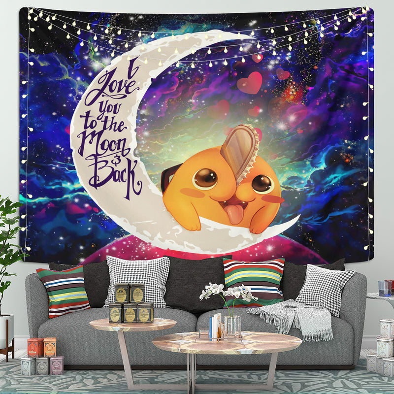 Pochita Chainsaw Man Anime Love You To The Moon Galaxy Tapestry Room Decor Nearkii