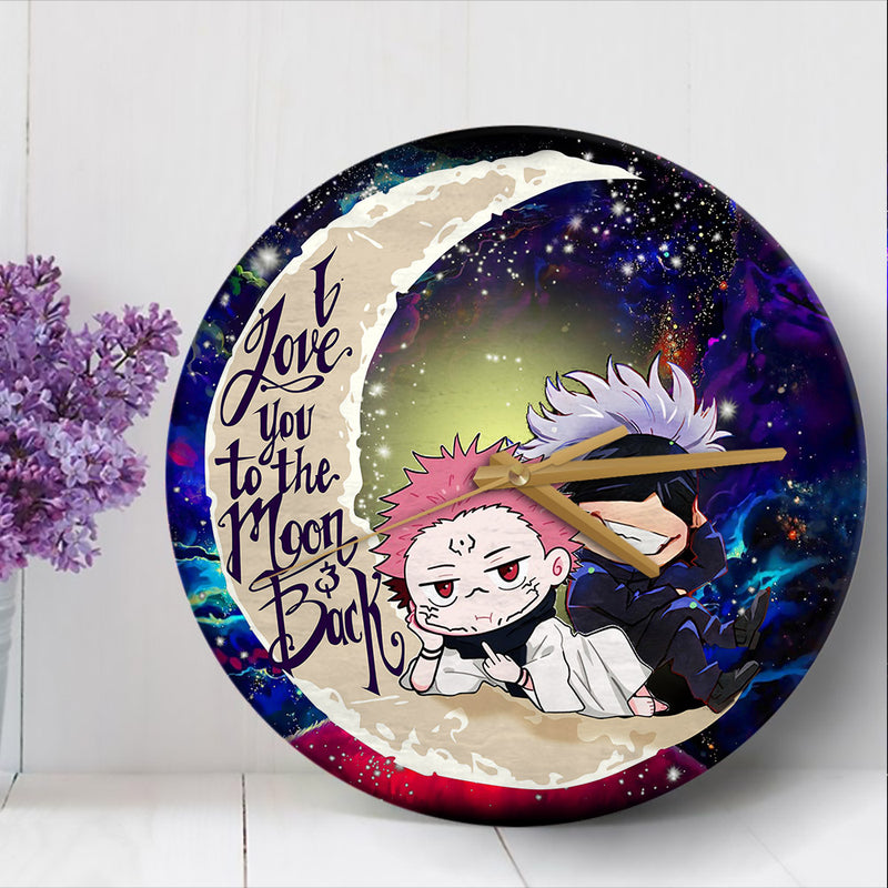 Jujutsu Kaisen Gojo Sakuna Chibi Anime Love You To The Moon Galaxy Wood Wall Clock Nearkii