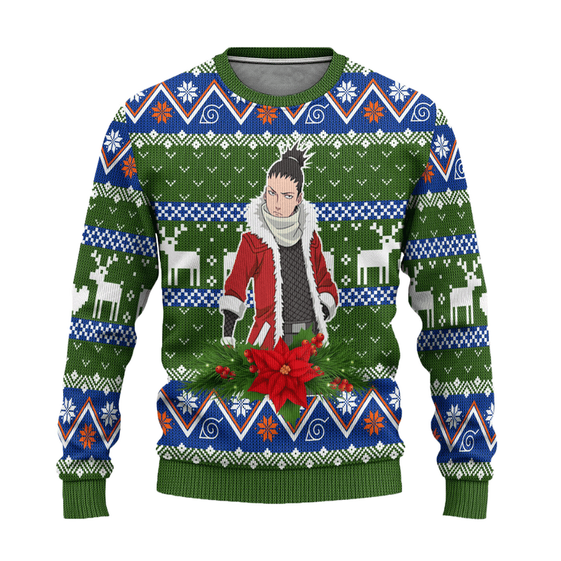 Shikamaru Nara Ugly Christmas Sweater Custom Naruto Anime Xmas Gift Nearkii