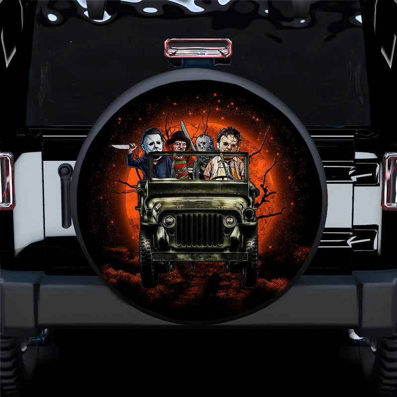 Halloween Horror Movie Ride Jeep Funny Car Spare Tire Covers Gift For Campers Nearkii