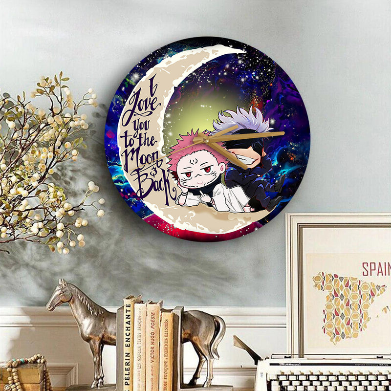 Jujutsu Kaisen Gojo Sakuna Chibi Anime Love You To The Moon Galaxy Wood Wall Clock Nearkii