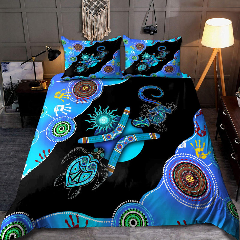 Aboriginal Naidoc Week Blue Turtle Lizard Bedding Set Nearkii