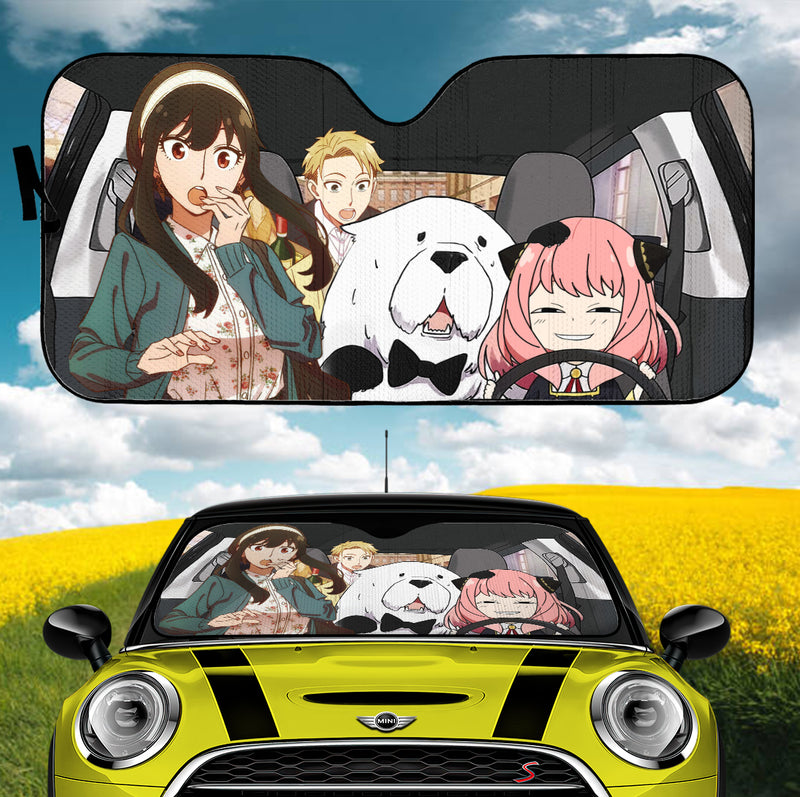 Family X Funny Driving Anya Loid Yor Dog Anime Car Auto Sunshades Nearkii