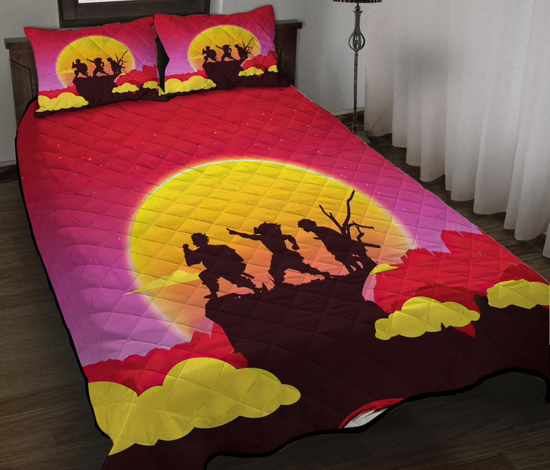 Demon Slayer Kimetsu No Yaiba Anime Sunset Quilt Bed Sets Nearkii