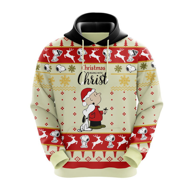 Christmas Begin With Christ Snoopy Christmas Hoodie Amazing Gift Idea Christmas Gift Nearkii