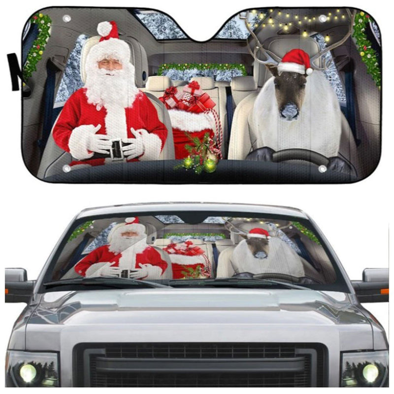 Santa Claus Reindeer Custom Car Auto Sun Shades Windshield Accessories Decor Gift Nearkii