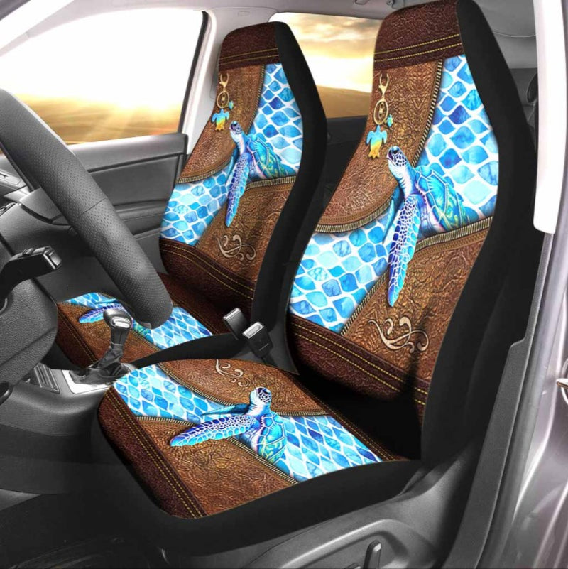 Turtle Salty Lil’ Beach Leather Pattern Print Car Seat Cover Nearkii