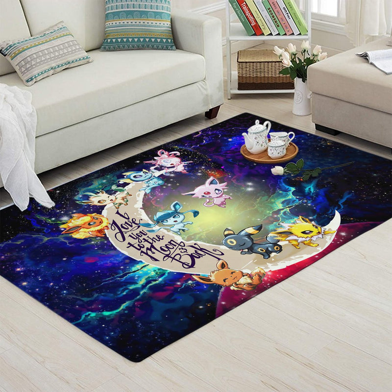 Eevee Evolution Pokemon Love You To The Moon Galaxy Carpet Rug Home Room Decor Nearkii