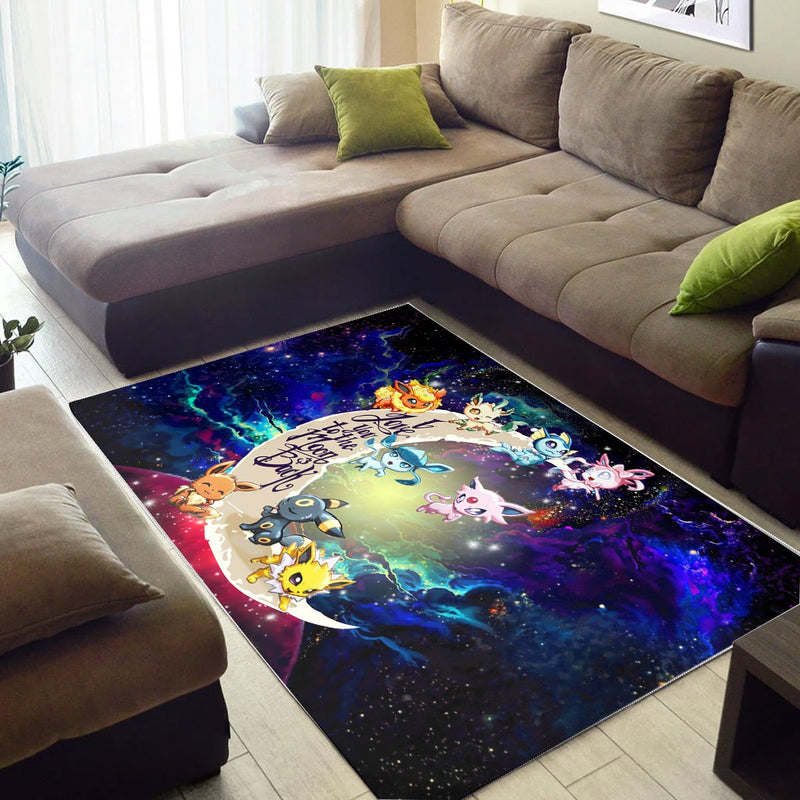 Eevee Evolution Pokemon Love You To The Moon Galaxy Carpet Rug Home Room Decor Nearkii