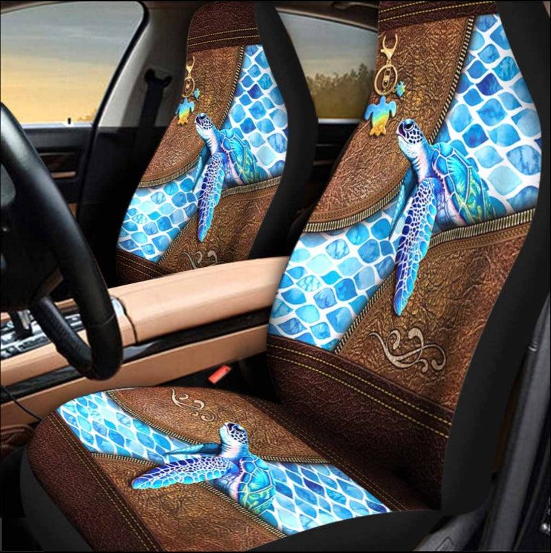 Turtle Salty Lil’ Beach Leather Pattern Print Car Seat Cover Nearkii