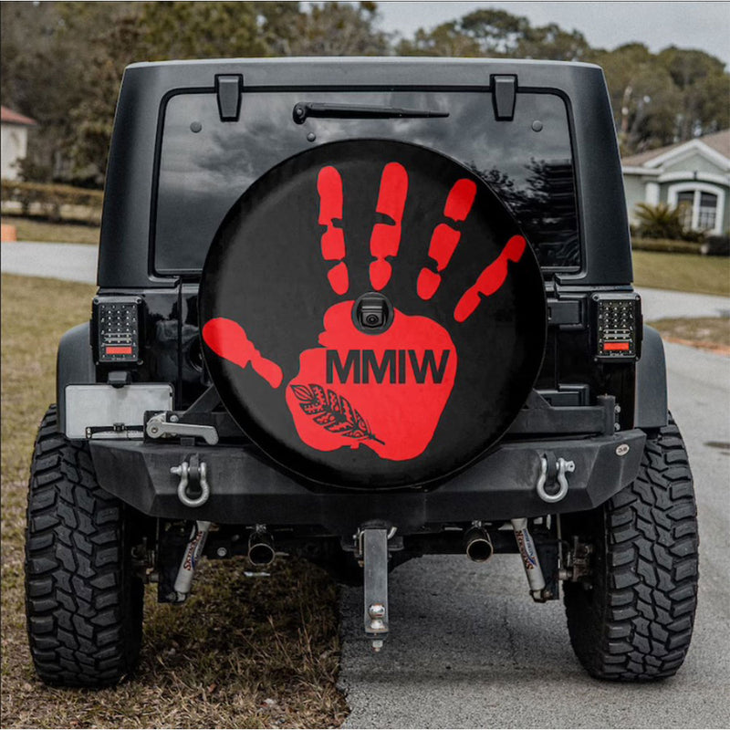 Red Handprint MMIW Car Spare Tire Cover Gift For Campers Nearkii