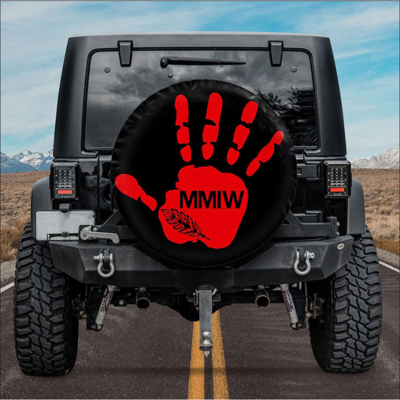 Red Handprint MMIW Car Spare Tire Cover Gift For Campers Nearkii