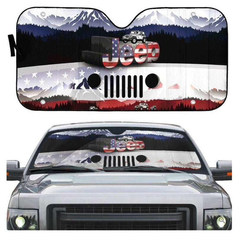 Jeep American Flag Car Auto Sun Shades Windshield Accessories Decor Gift Nearkii