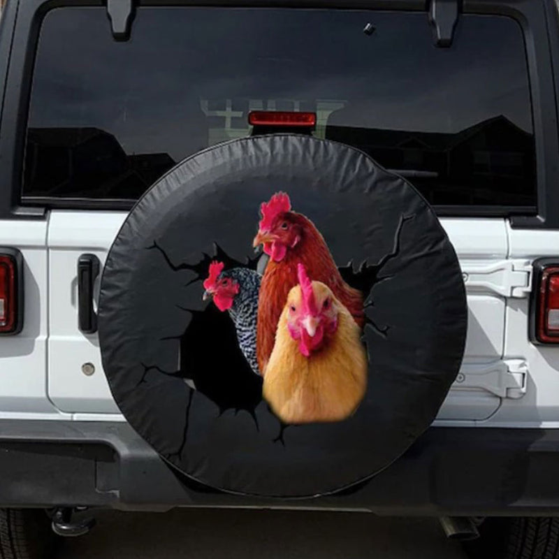 Funny Chicken Face Car Spare Tire Cover Gift For Campers Nearkii