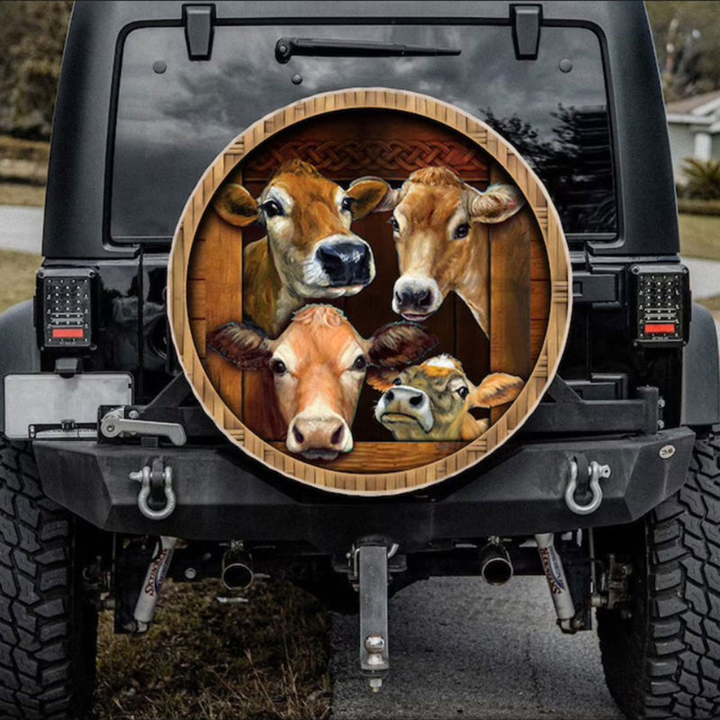 Funny Cows Face Car Spare Tire Cover Gift For Campers Nearkii