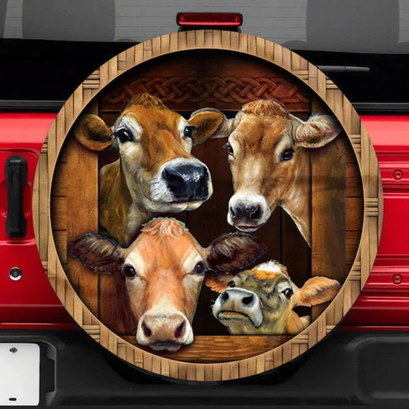 Funny Cows Face Car Spare Tire Cover Gift For Campers Nearkii