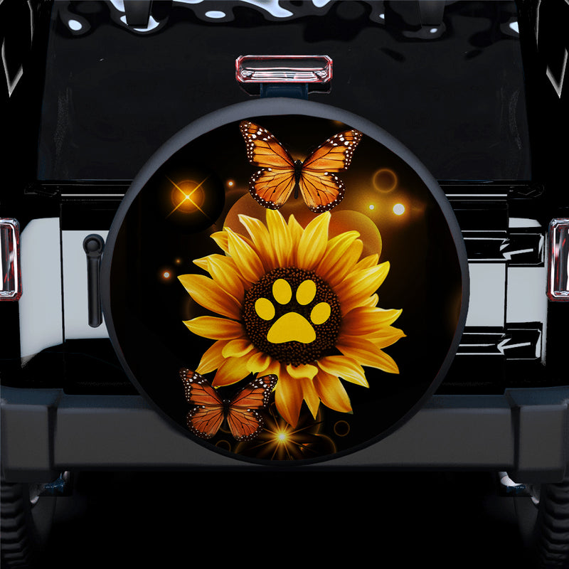 Sunflower Butterfly Dog Car Spare Tire Covers Gift For Campers Nearkii