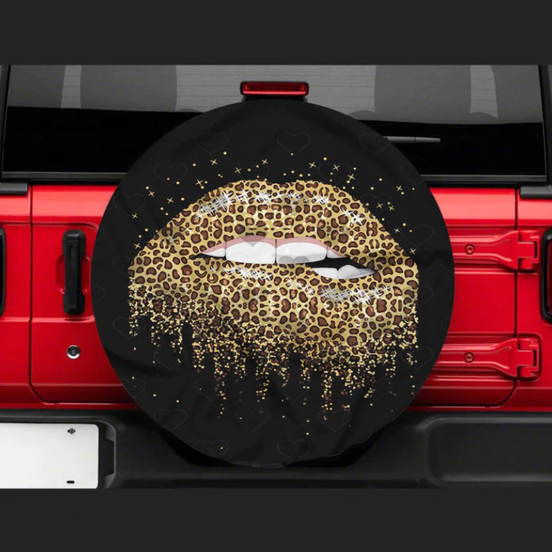 Funny Lips, Leopard Skin Car Spare Tire Cover Gift For Campers Nearkii