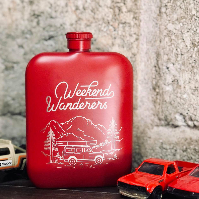 Combo Red And Blue Weekend Camping Hip Flask Nearkii