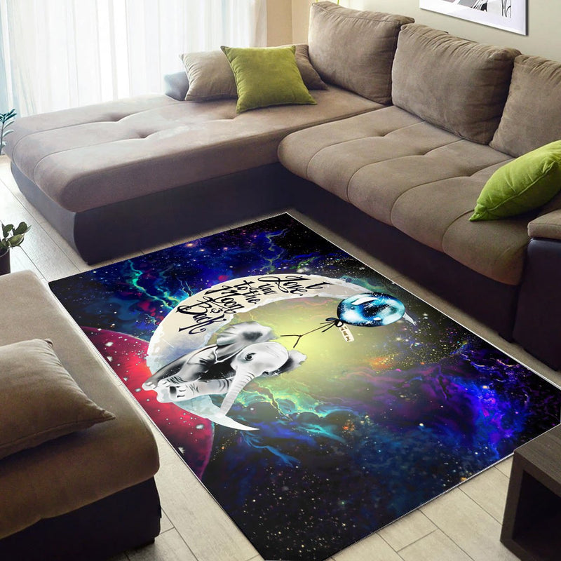 Elephant Love You To The Moon Galaxy Carpet Rug Home Room Decor Nearkii