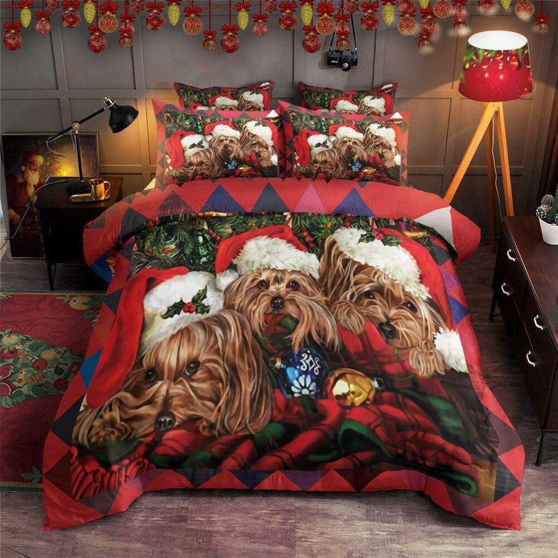 Yorkshire Terrier Christmas Bedding Set Nearkii