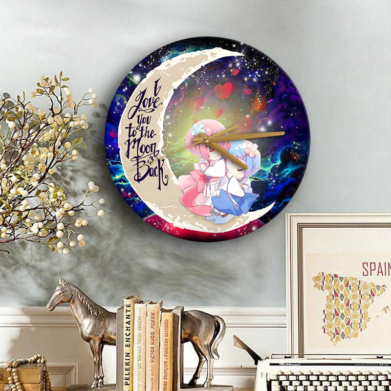 Ram And Rem Rezero Love You To The Moon Galaxy Wood Wall Clock Nearkii