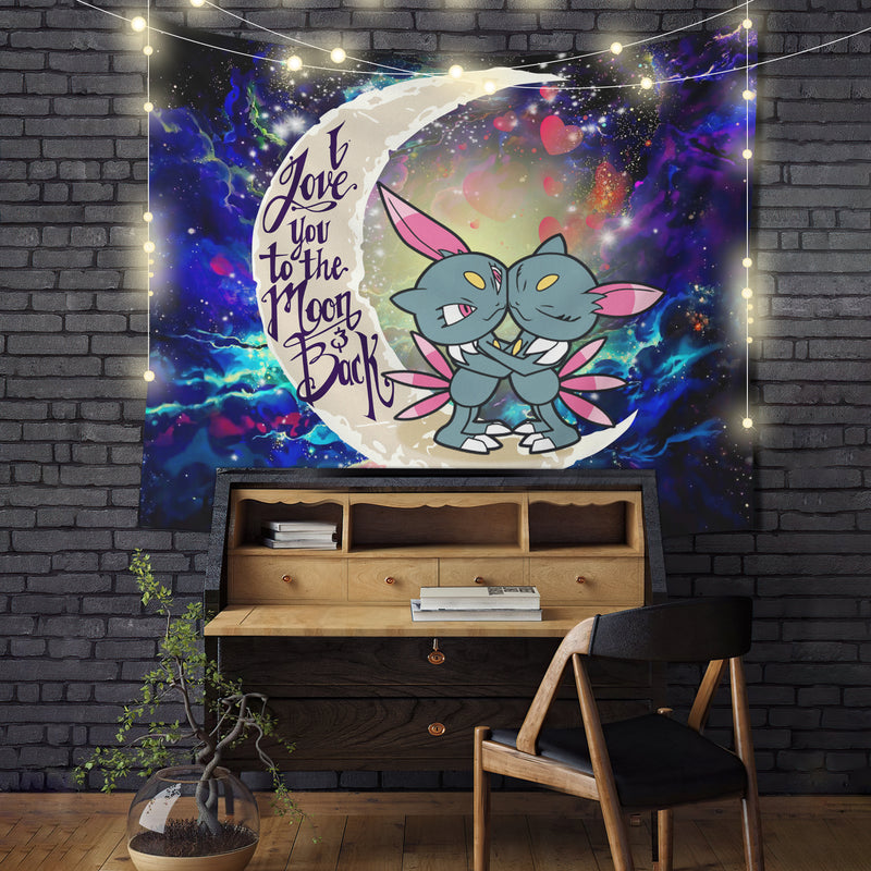 Pokemon Couple Love You To The Moon Galaxy Tapestry Room Decor Nearkii