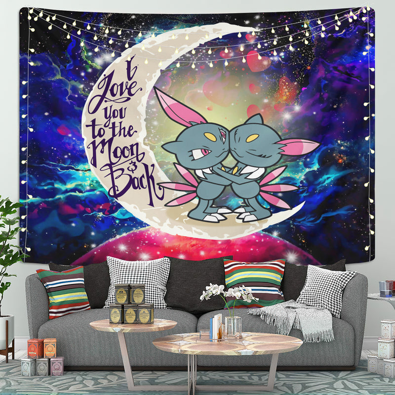 Pokemon Couple Love You To The Moon Galaxy Tapestry Room Decor Nearkii
