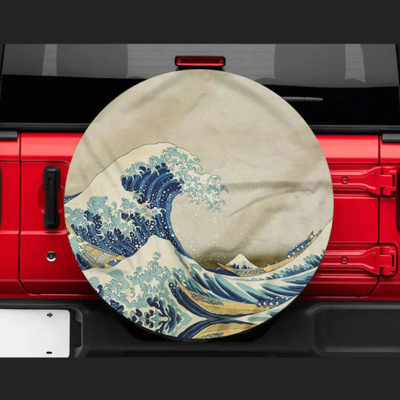 Japenese Tsunami Car Spare Tire Cover Gift For Campers Nearkii