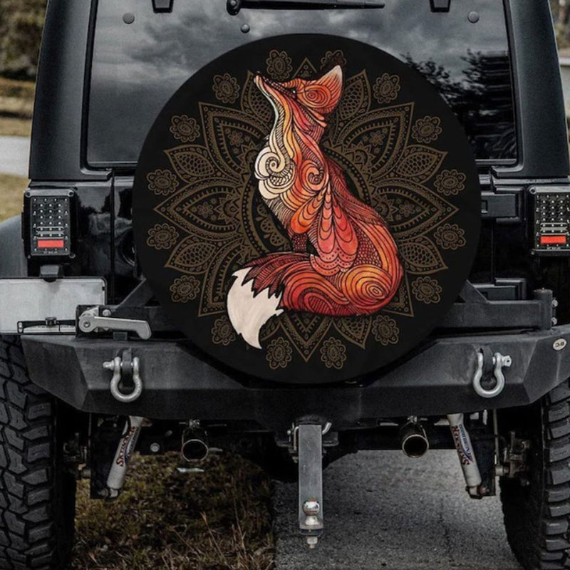 Mandala Fox Car Spare Tire Cover Gift For Campers Nearkii