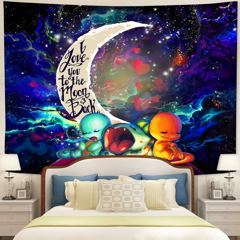 Pokemon Starter Cute Sleep Love You To The Moon Galaxy Tapestry Room Decor Nearkii